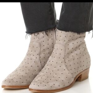 Joie Lacole Suede Leather Studded Ankle Boots Taupe Size 10